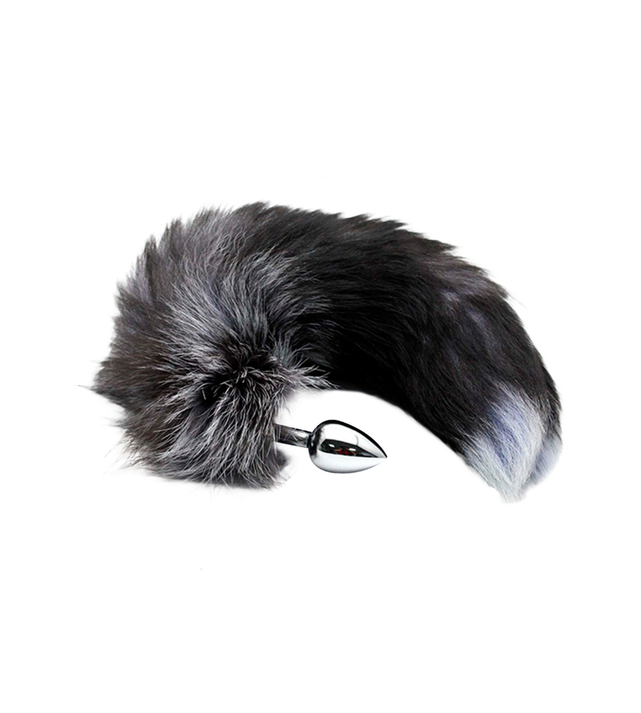 Alive Black & White Fox Tail S – analni plug s repom
