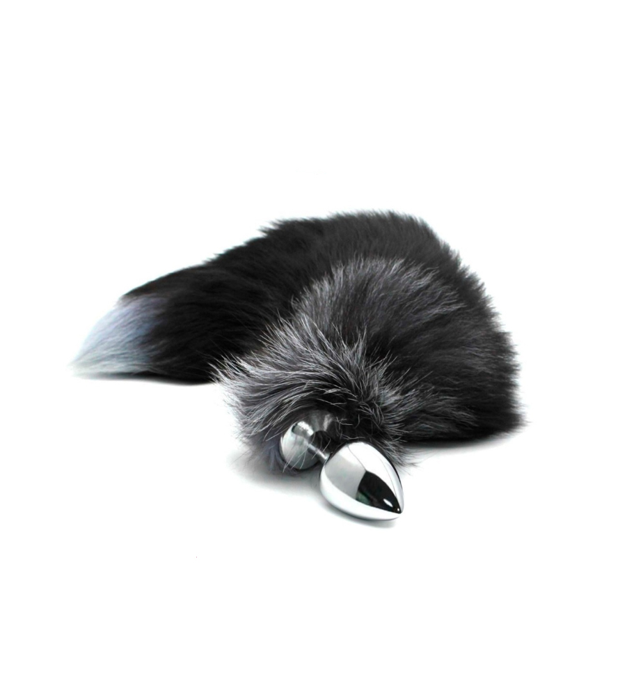 Alive Black & White Fox Tail S – analni plug s repom - image 4