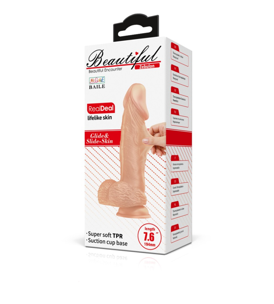 Baile Beautiful Zebulon – realistični dildo, TPR, 19.4 cm - Slika 2