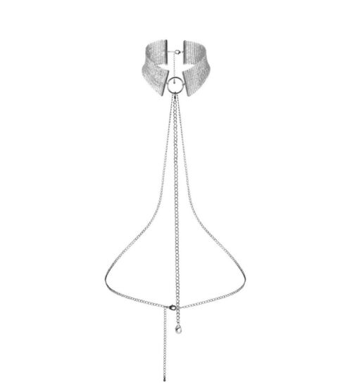 Bijoux Indiscrets Desir Silver – ovratnik s lančićem oko struka
