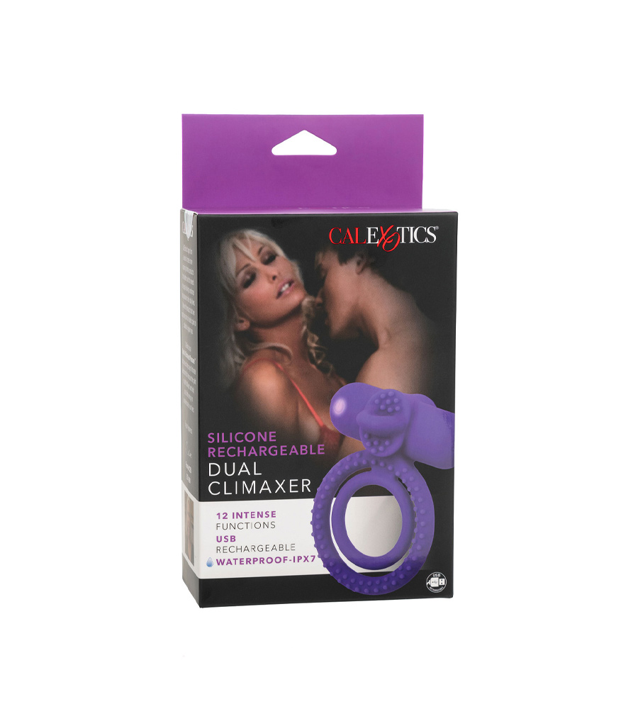 CalExotics Rechargeable Dual Climaxer Purple – vibrirajući penis prsten - image 2