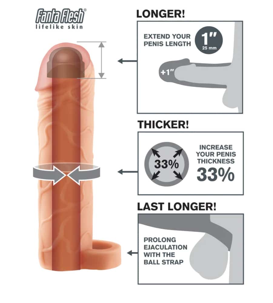 FX Perfect 1'' Extension Ball Strap - navlaka za penis s prstenom za testise - image 4