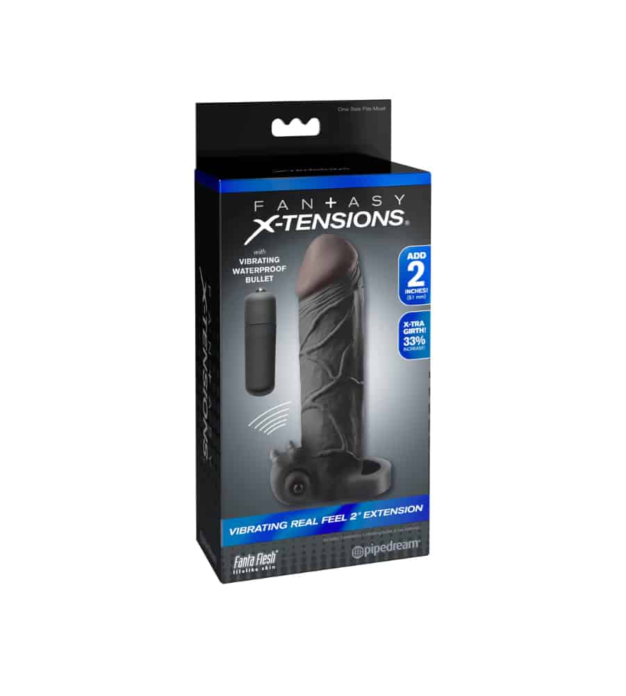 FX Vibrating Real Feel 2” Extension Brown – navlaka za penis s vibro kapsulom - image 2