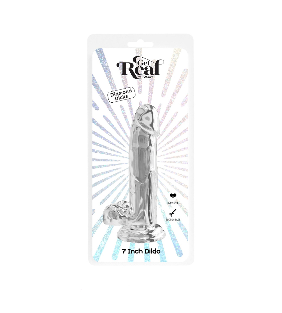 Get Real Clear Dildo with Balls 7”– prozirni realistični dildo - image 2