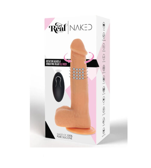 Get Real Naked Rotating Beads - vibrirajući dildo s testisima, 21 cm