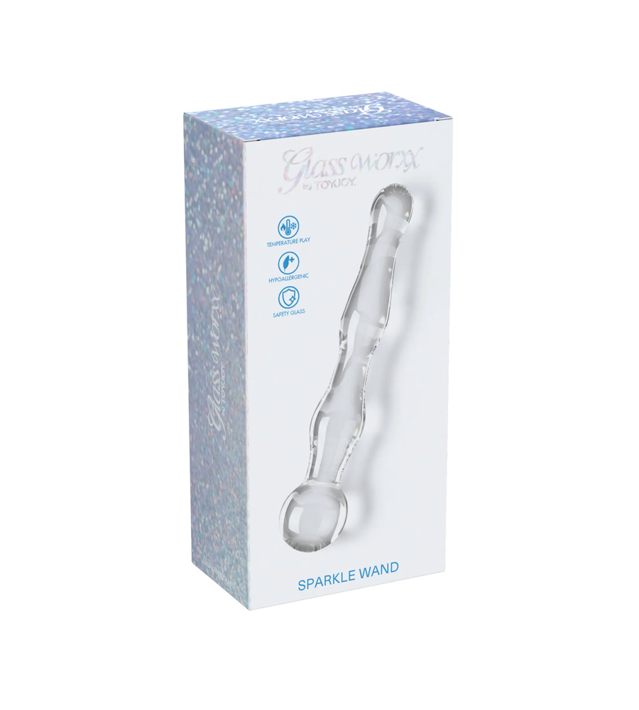 Glass Worxx Sparkle Wand - stakleni dildo, 18 cm