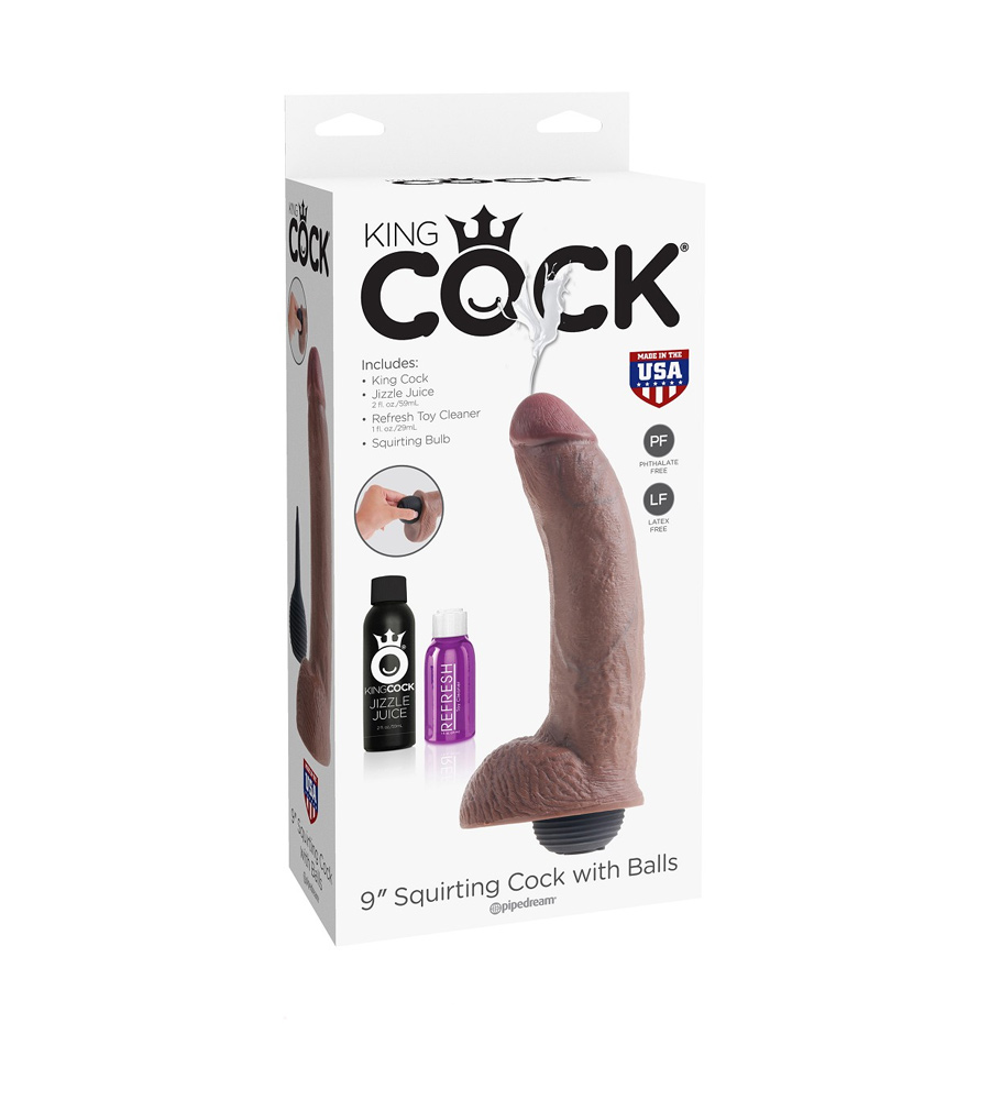 King Cock Squirting Cock With Balls 9” Brown – ejakulirajući dildo - image 2