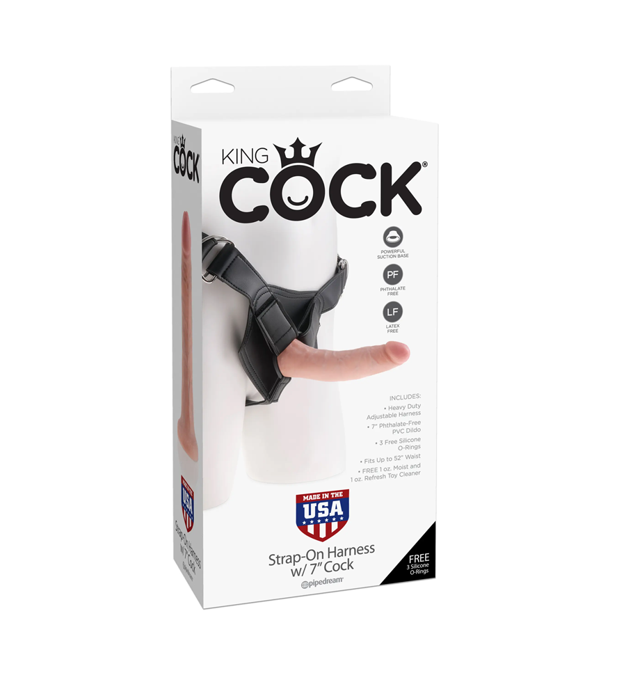 King Cock Strap-On Harness 7” Flesh – strap-on s dildom, 18 cm - Slika 2