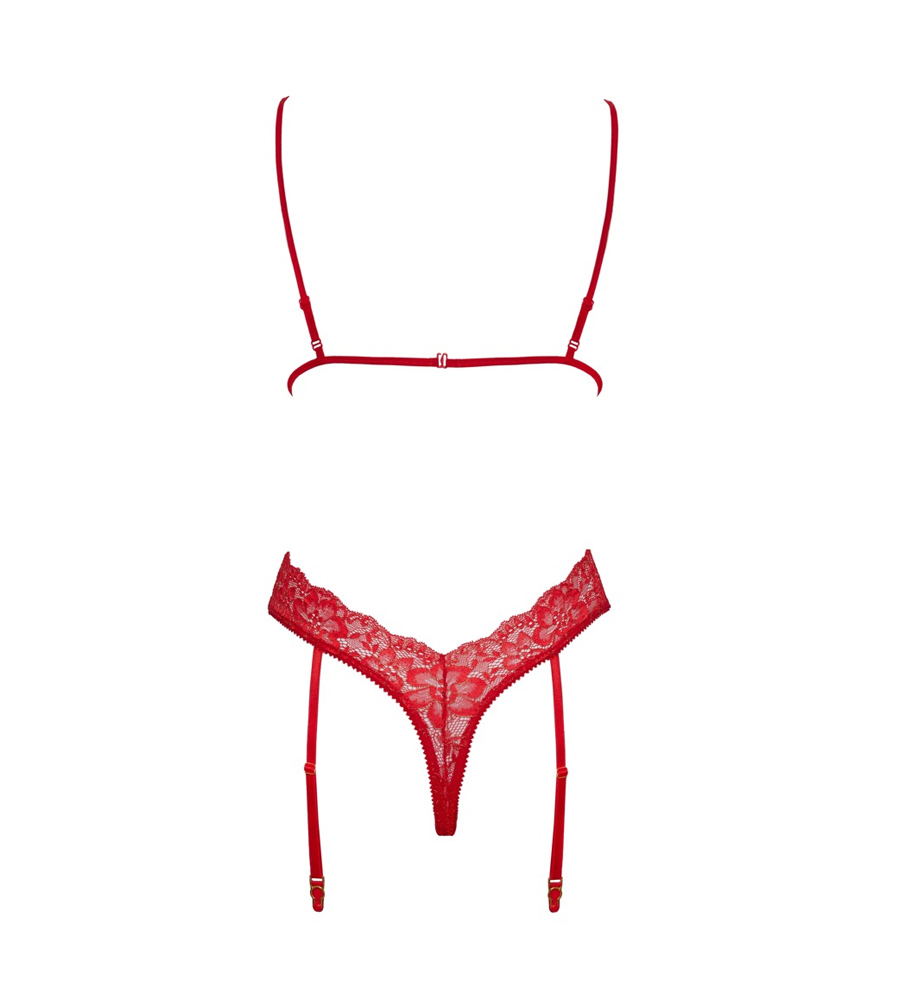 Kissable Lace Body With Suspenders Red – čipkasti body s halterima - image 4