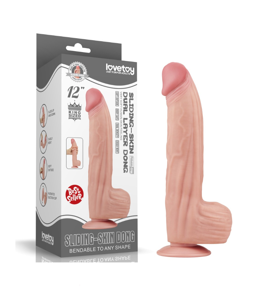 LoveToy Sliding Skin 12” King Sized – realistični dildo, 31 cm