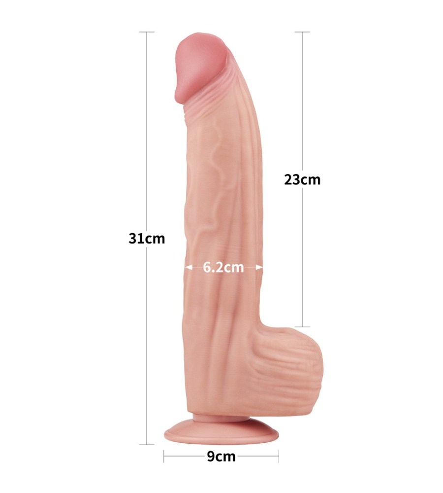 LoveToy Sliding Skin 12” King Sized – realistični dildo, 31 cm - Slika 5