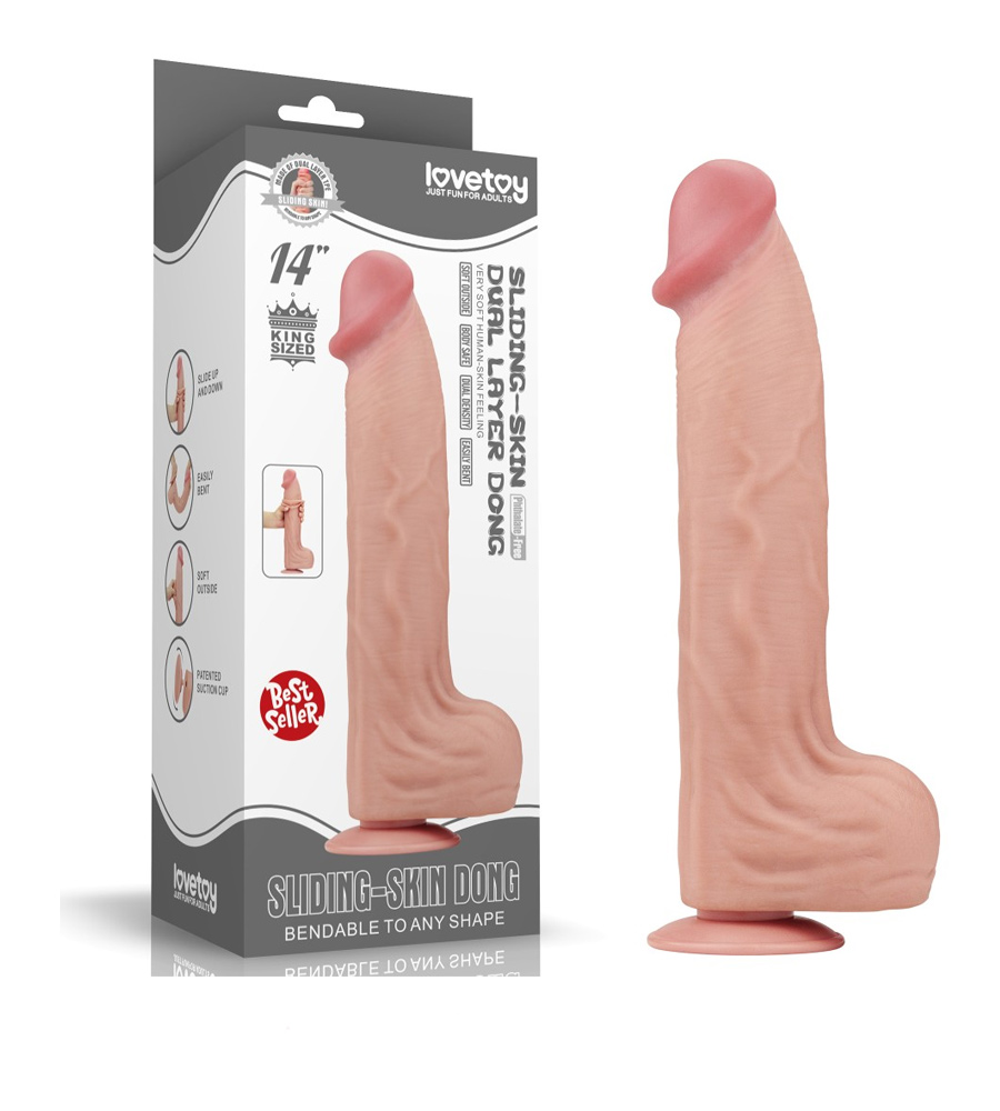 LoveToy Sliding Skin 14” King Sized – realistični dildo, 36 cm - Slika 2