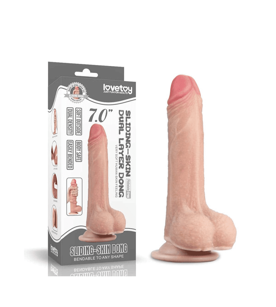 LoveToy Sliding Skin 7” Beige – realistični dildo, 17.5 cm