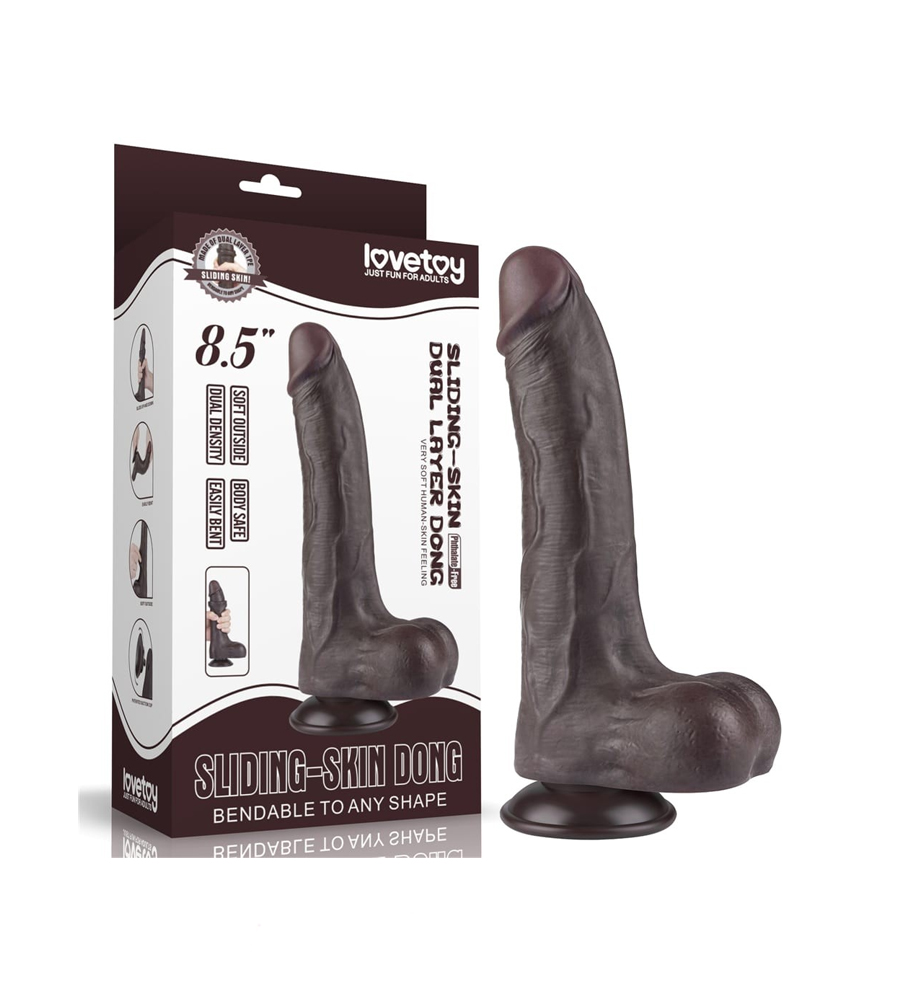 LoveToy Sliding Skin Big Balls Brown 8.5” – realistični dildo - image 2