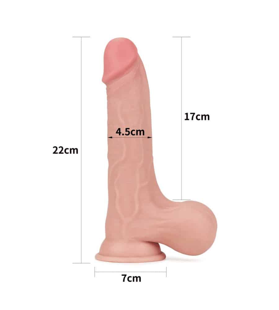 LoveToy Sliding Skin Dual-Layer 8.5'' - realistični dildo, 22 cm - Slika 9