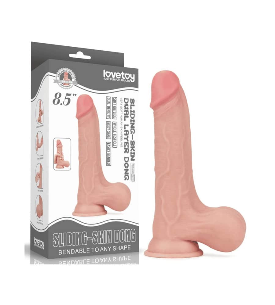 LoveToy Sliding Skin Dual-Layer 8.5'' - realistični dildo, 22 cm