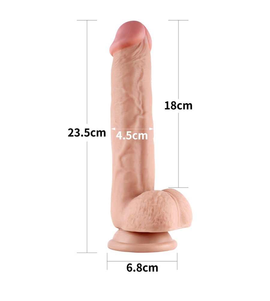 LoveToy Sliding Skin Dual-Layer Dong 9.0” – dildo, TPR, 23.5 cm - Slika 6