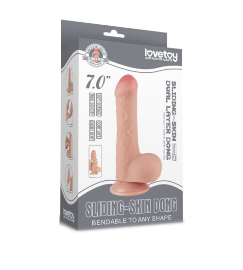 LoveToy Sliding Skin Foreskin Dong 7” – realistični dildo - image 2