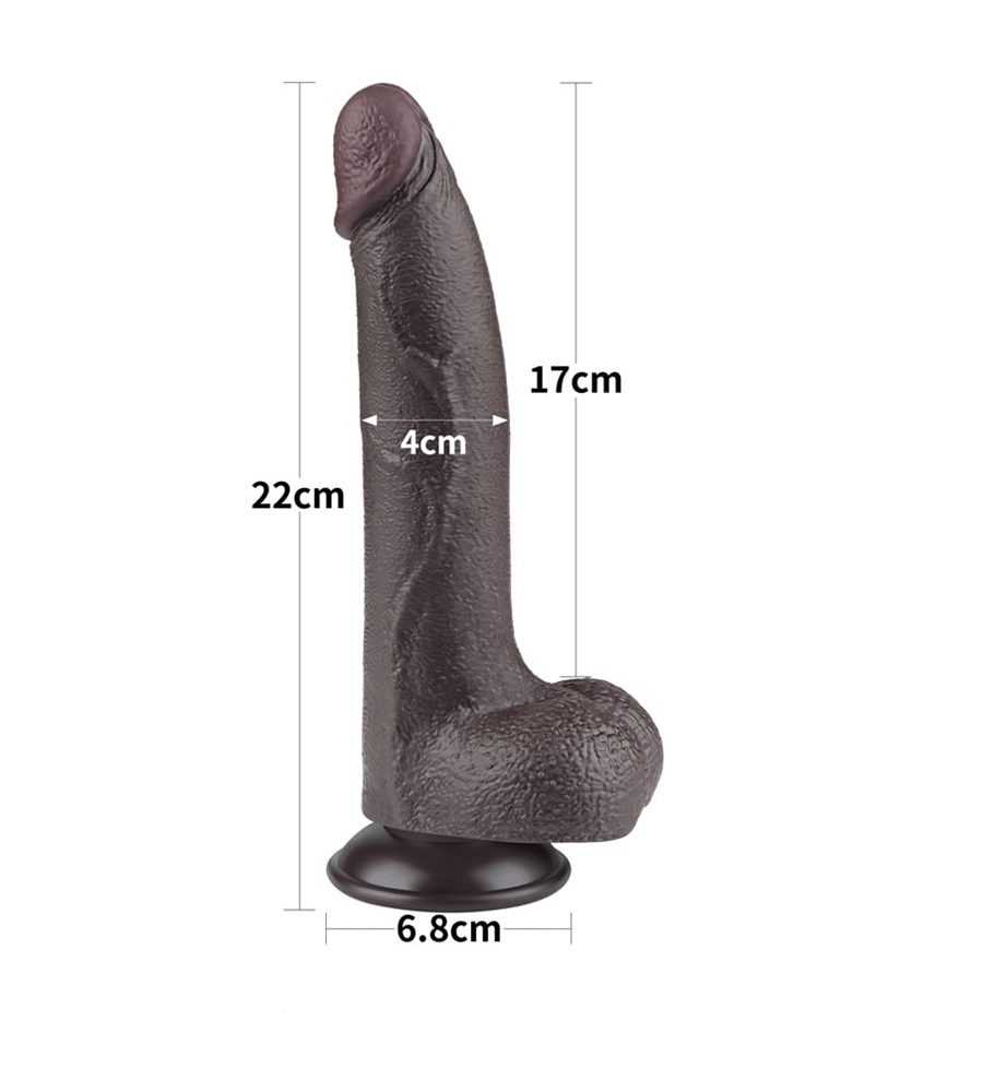 LoveToy Sliding Skin Small Balls Brown 8.5” – realistični dildo, 20 cm - Slika 4