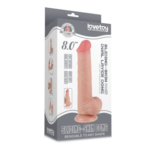 LoveToy Sliding Skin Small Balls Flesh 8” – realistični dildo - image 2