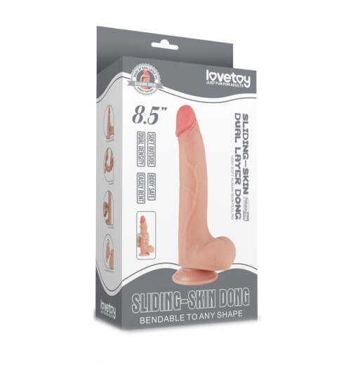 LoveToy Sliding Skin Small Balls Flesh 8.5” – realistični dildo - image 2