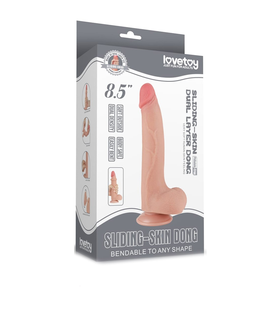 LoveToy Sliding Skin Small Balls Flesh 8.5” – realistični dildo, 20 cm - Slika 2