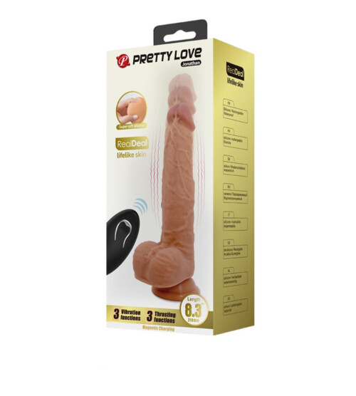Pretty Love Jonathan 8.3″ Vibr. Dildo – pomični dildo + daljinski upravljač - image 2