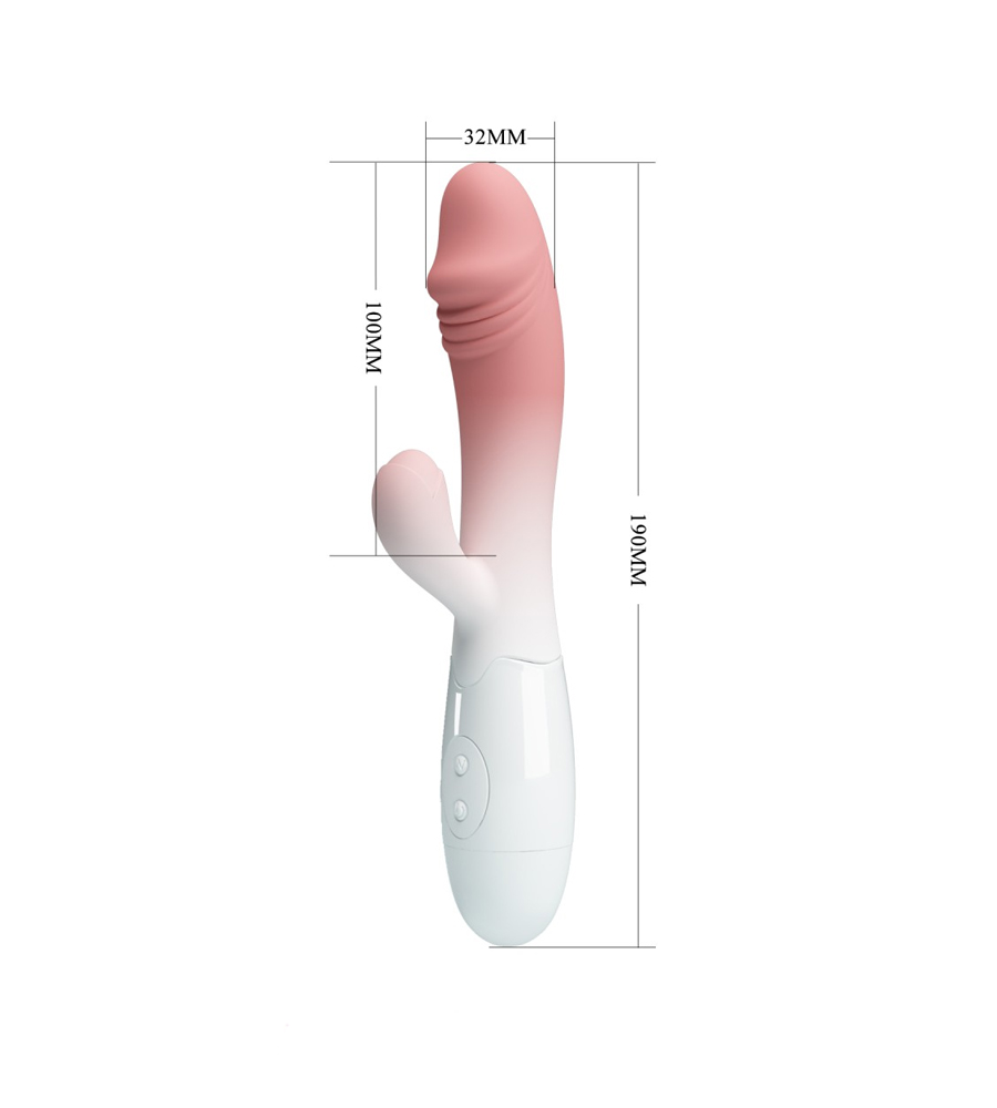 Pretty Love Snappy Pink/White – silikonski rabbit vibrator - image 3