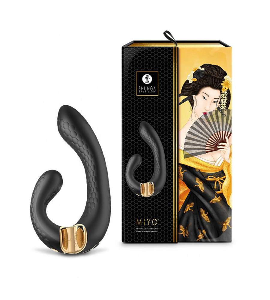 Shunga Miyo Black – silikonski rabbit vibrator - image 3