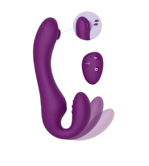XOCOON Strapless Strap-On Pulse Vibe – dvostruki vibrirajući strap-on + daljinski upravljač