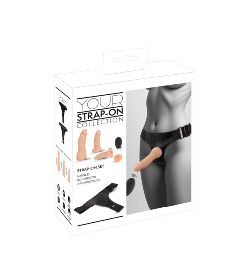 Your Strap-On Collection Realistic Set – strap-on pojas s 3 dilda + dalj. upravljač - image 2