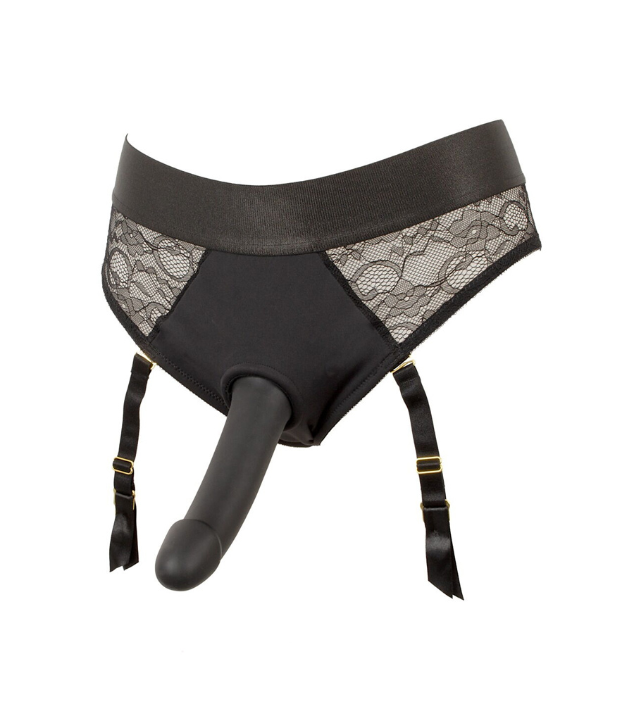 Your Strap-On Lace Briefs Set – strap-on gaćice s halterima + dildo