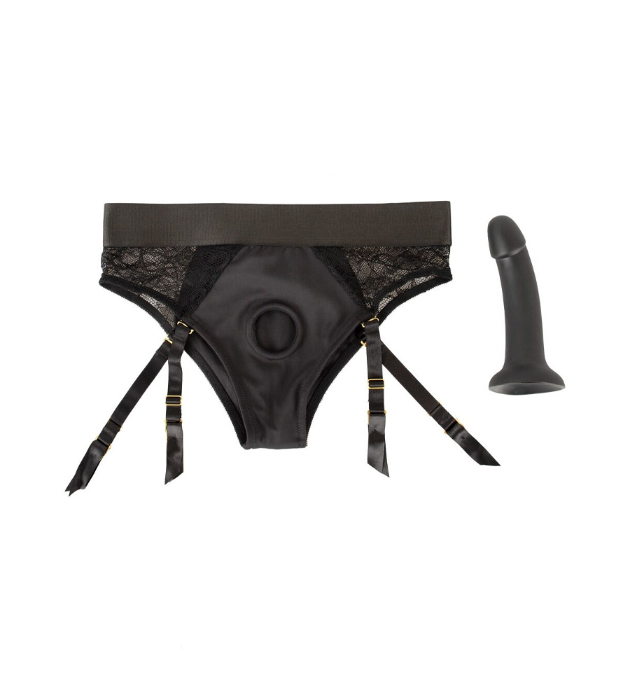 Your Strap-On Lace Briefs Set – strap-on gaćice s halterima + dildo - image 4
