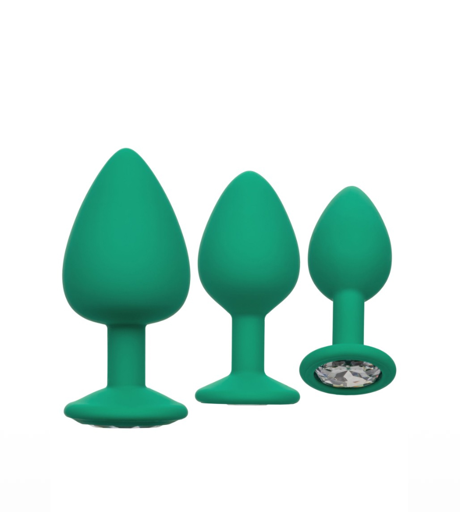 CalExotics Cheeky Gems Green - set analnih plugova