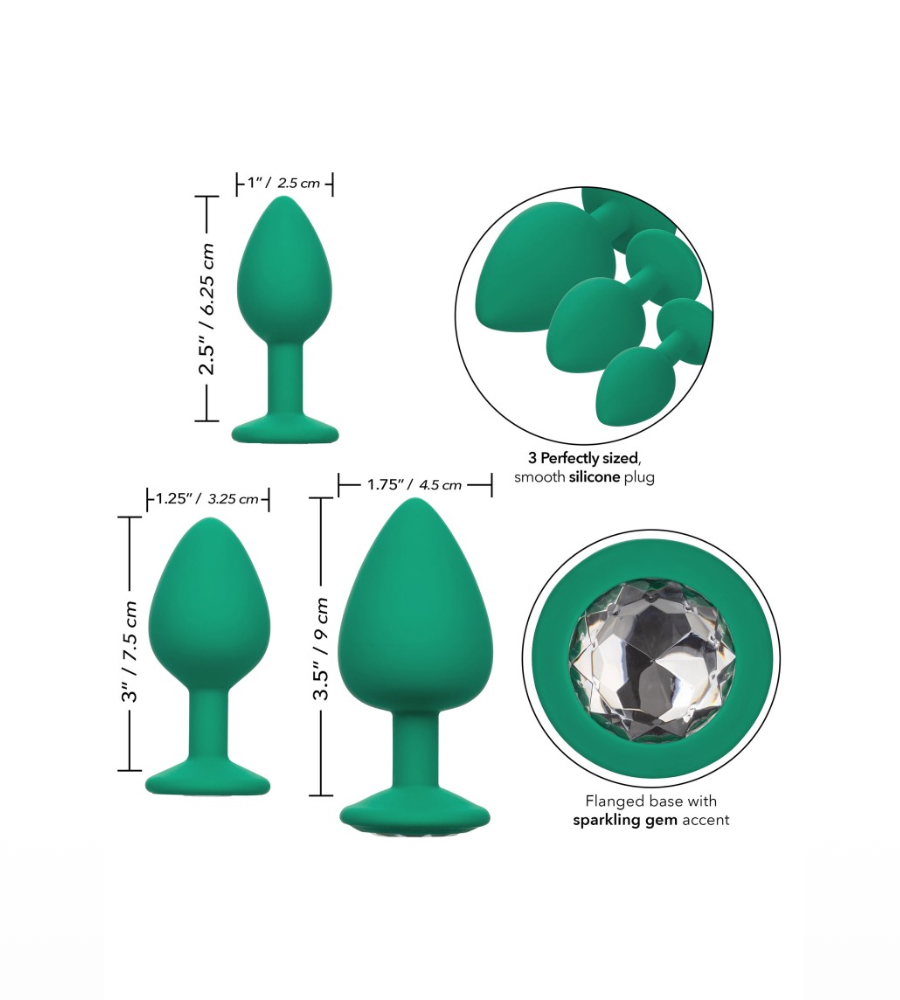 CalExotics Cheeky Gems Green - set analnih plugova - image 3