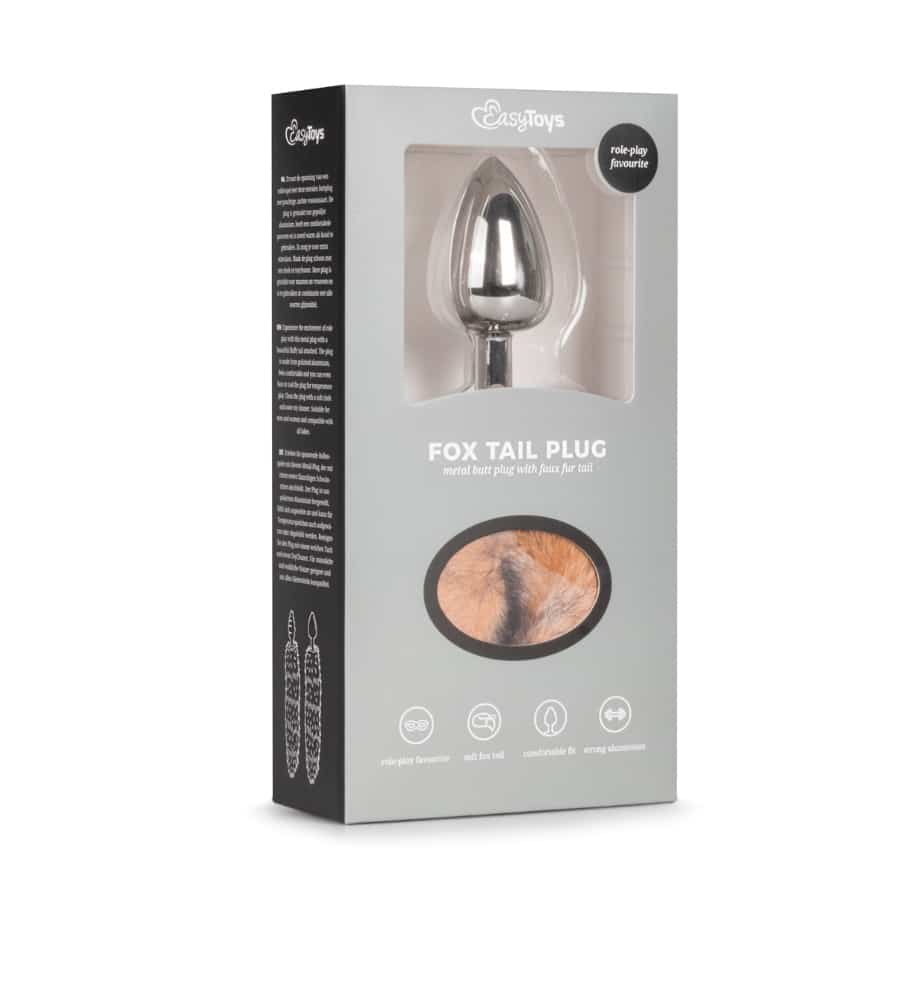 EasyToys Fox Tail Plug No. 3 - analni plug s repom, srebrni - Slika 2