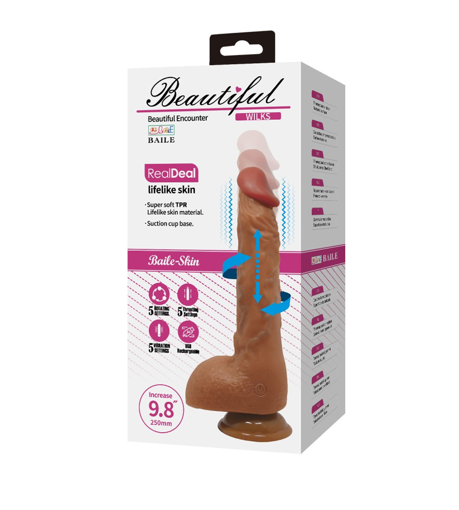 Baile Beautiful Wilks Brown – vibrirajući dildo, TPR, 25 cm