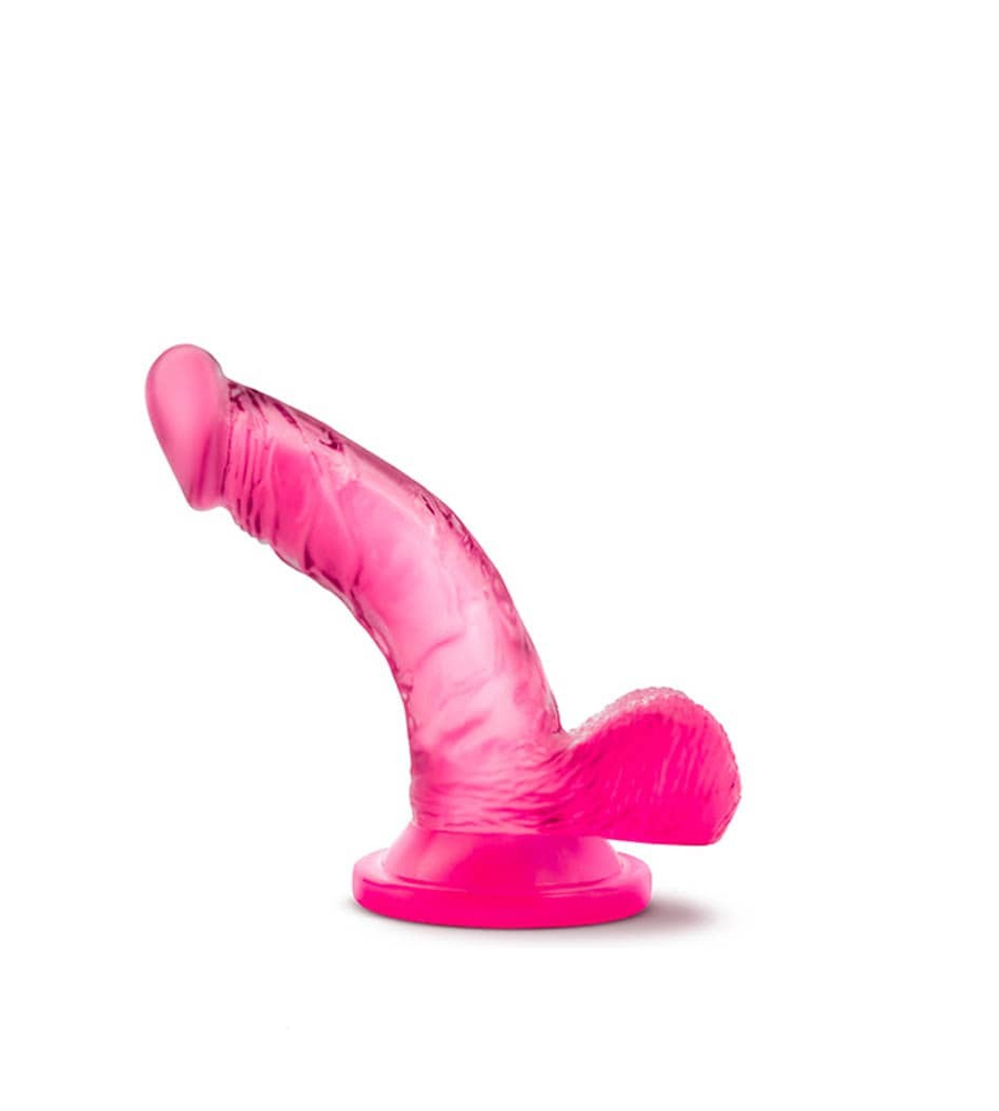 Blush Naturally Yours 4'' Mini Cock Pink je realističan dildo s testisima, ružičasta boje.