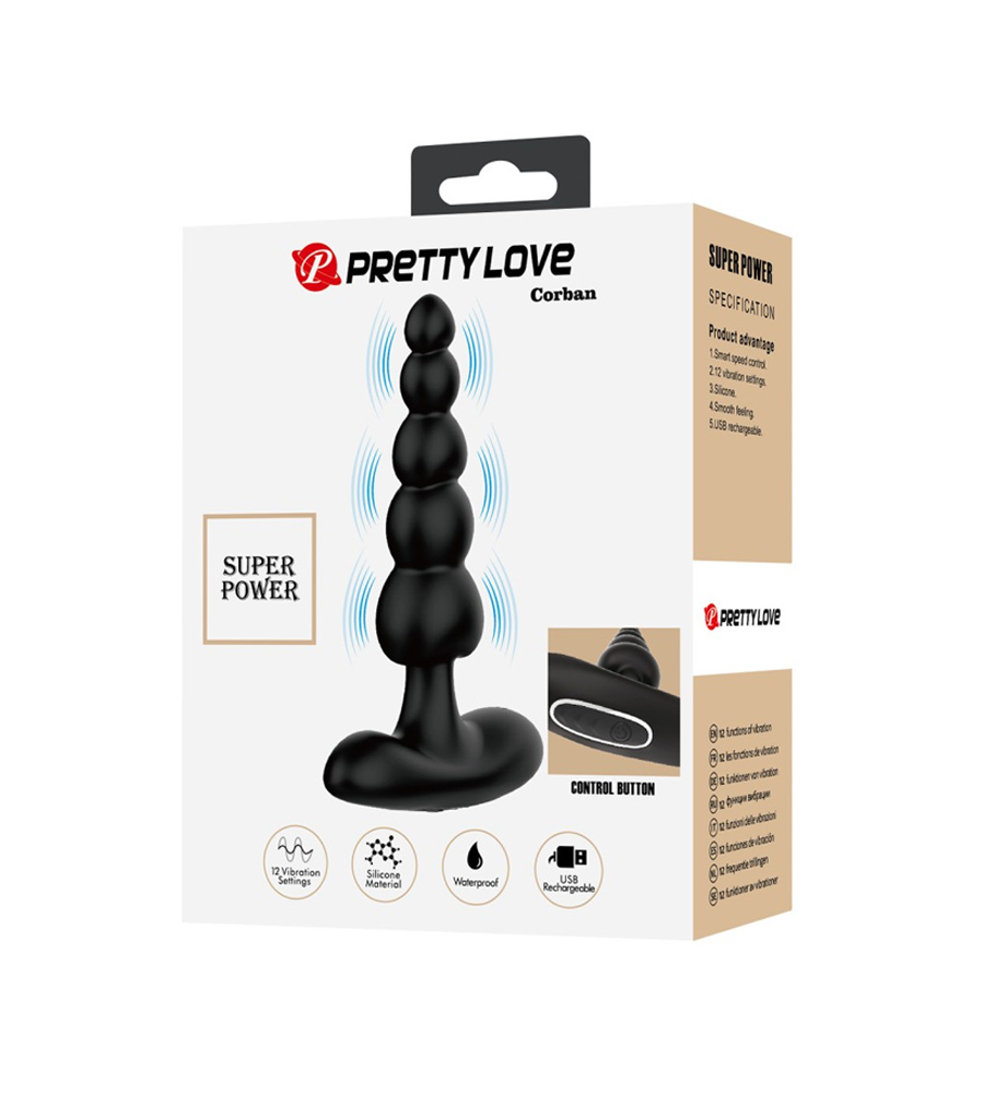 Pretty Love Corban – vibrirajuće analne kuglice, 12 cm