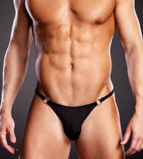 Blue Line Jockstrap + Metal Rings Black – muške gaćice
