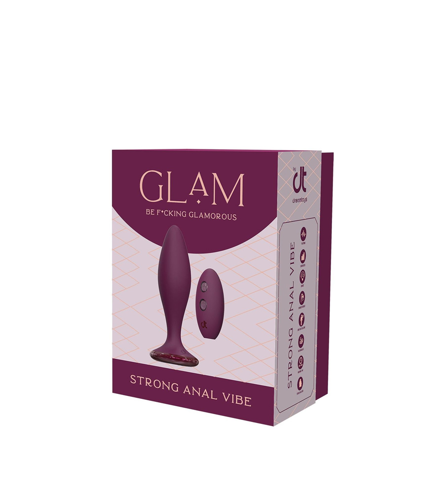Glam Strong Anal Vibe – analni masažer + dalj. upravljač, 12.8 cm