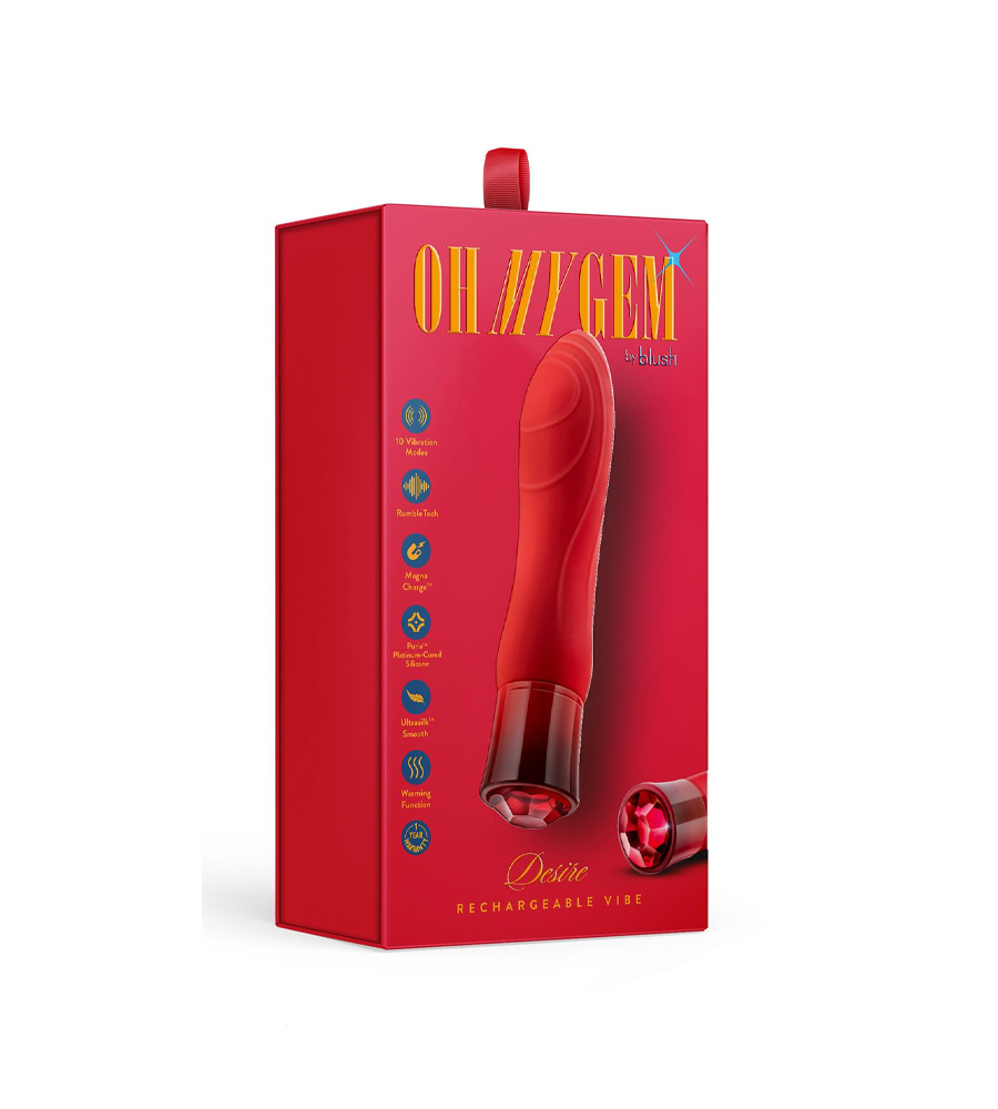 Oh My Gem Desire Ruby – zagrijavajući vibrator, 14 cm
