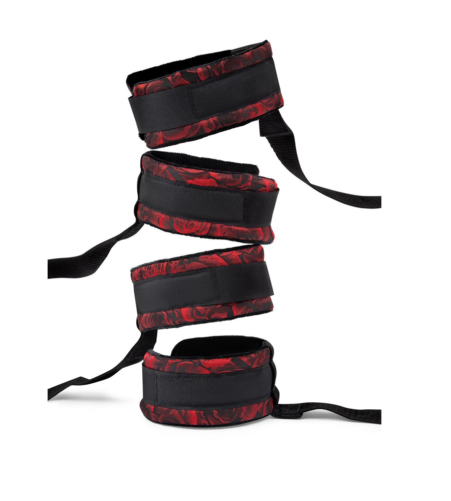 Secret Kisses Bed Restraint Kit – set za vezanje oko kreveta + povez za oči