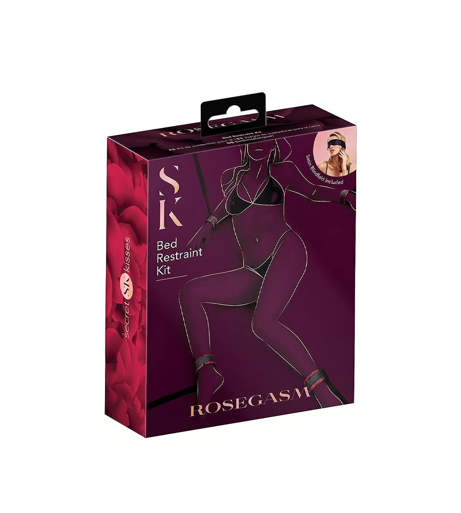 Secret Kisses Bed Restraint Kit – set za vezanje oko kreveta + povez za oči