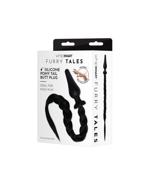 Whipsmart Furry Tales Pony Plug Black - analni plug s repom