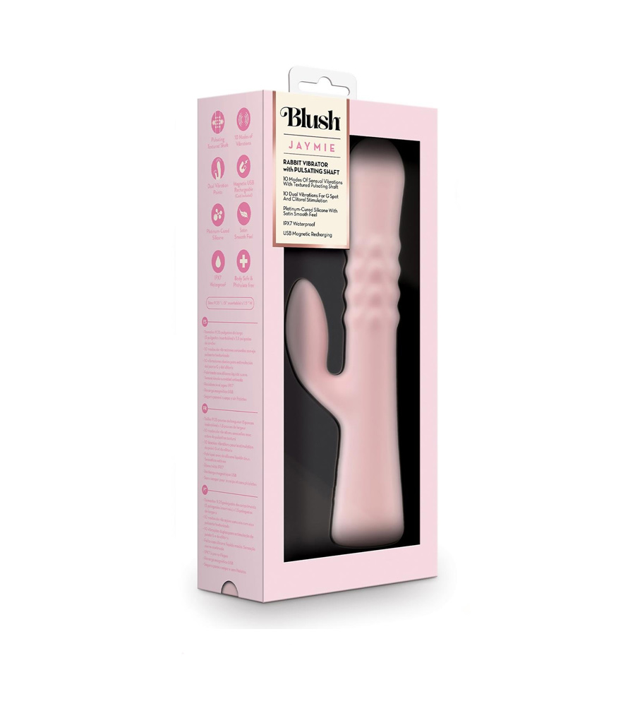 Blush Jaymie Pink – pomični rabbit vibrator, 23.5 cm
