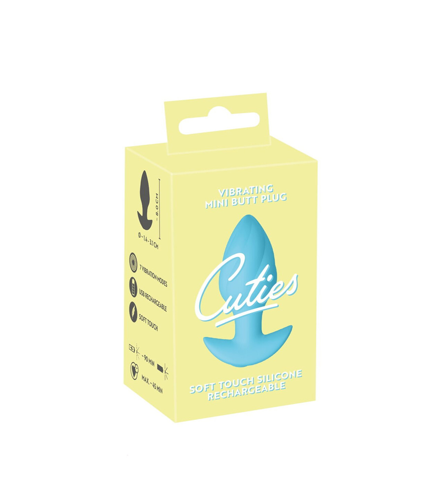 Cuties Vibrating Mini Butt Plug Blue - analni plug, 8 cm