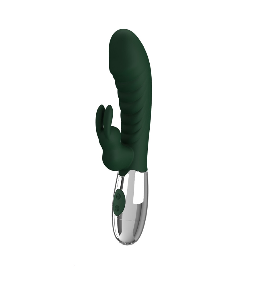Pretty Love Naugthy Bunny Green – silikonski rabbit vibrator, 19.8 cm