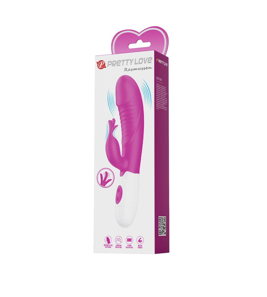 Pretty Love Rasmussen Pink – silikonski rabbit vibrator, 19.8 cm