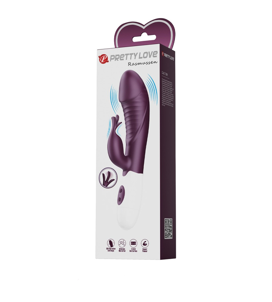 Pretty Love Rasmussen Purple – silikonski rabbit vibrator, 19.8 cm